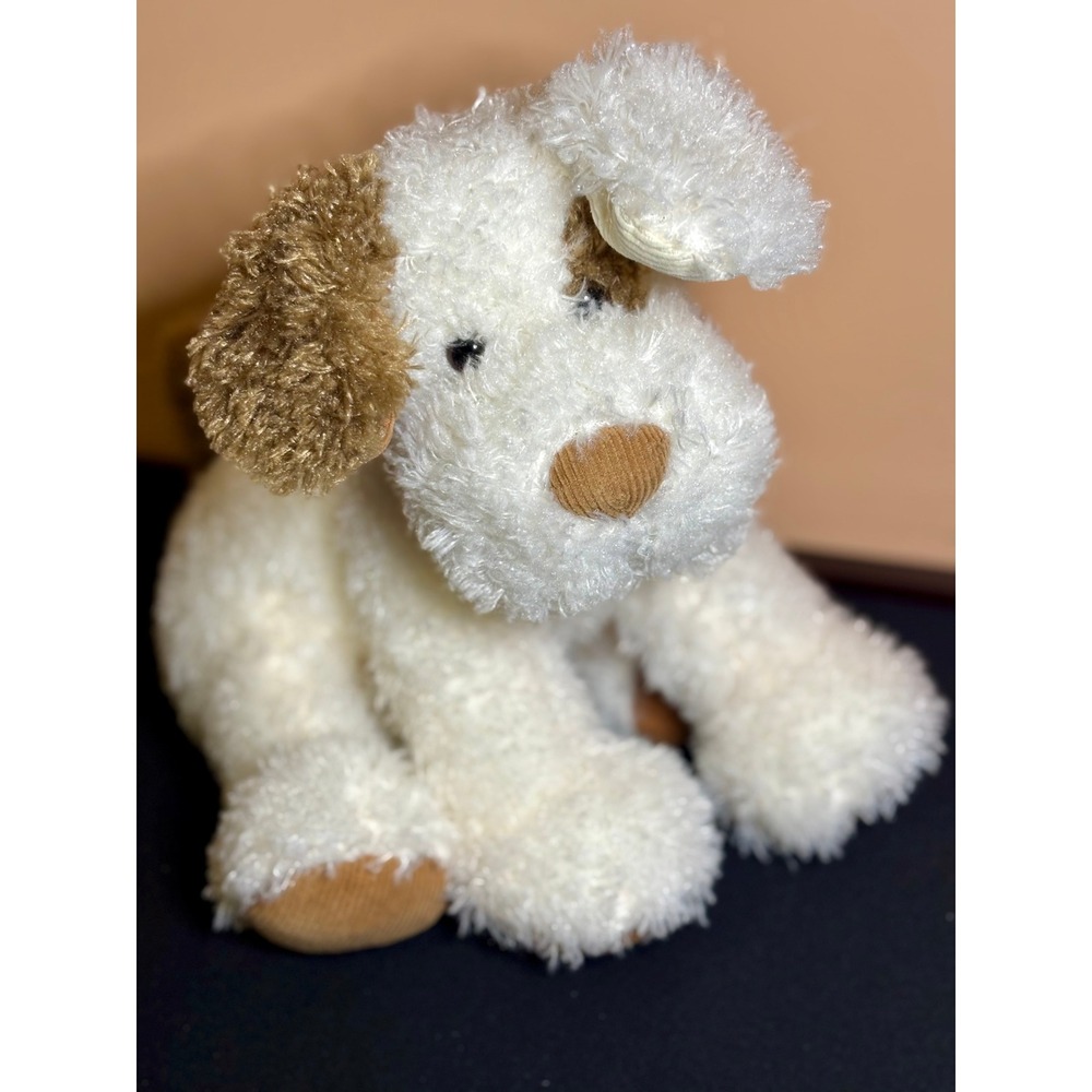 Barnes & Noble Noble Exclusive Dog Plush Cream Brown Shaggy Puppy Stuffed Animal
